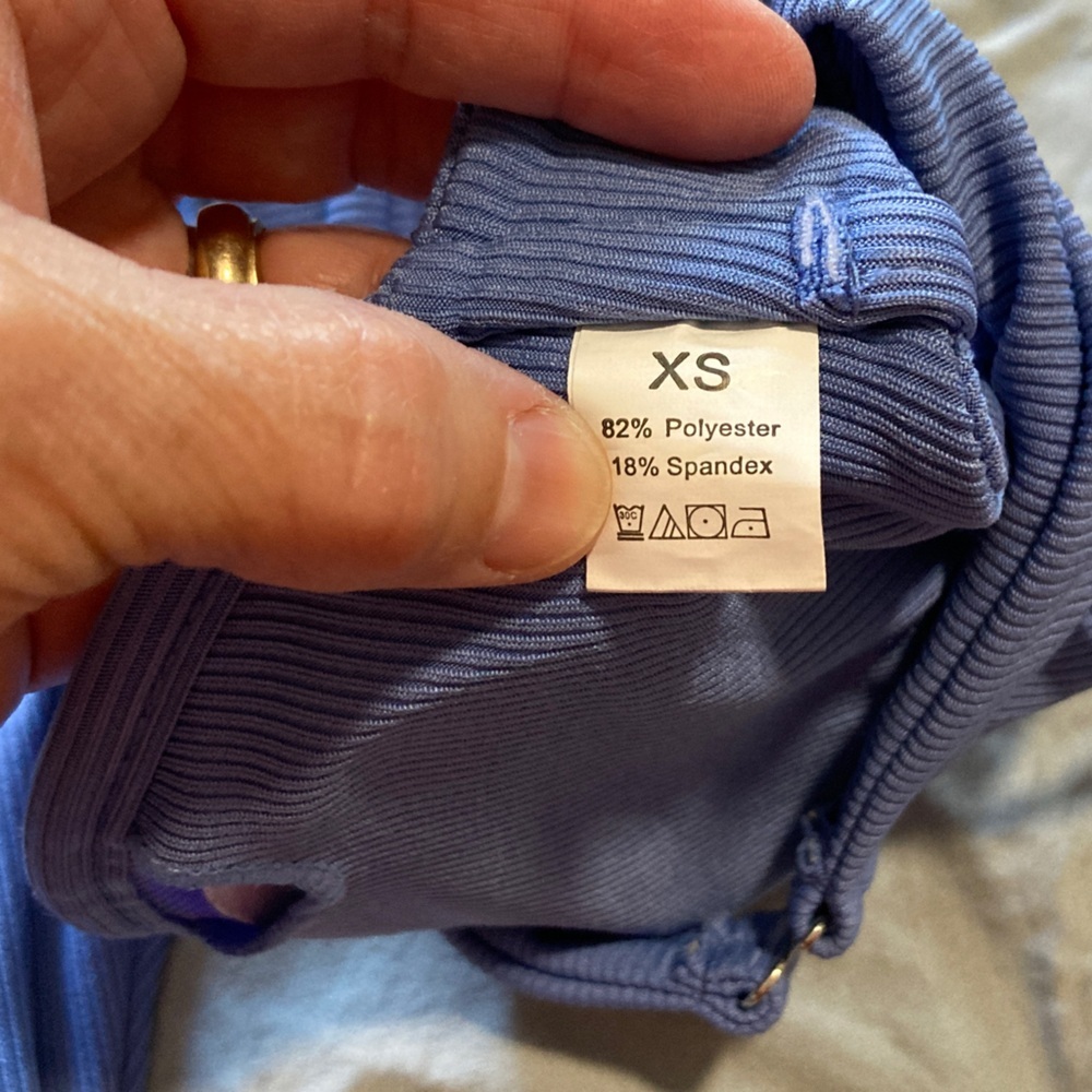 Women's Blue Ribbed Bikini Set - Picture 2 of 4